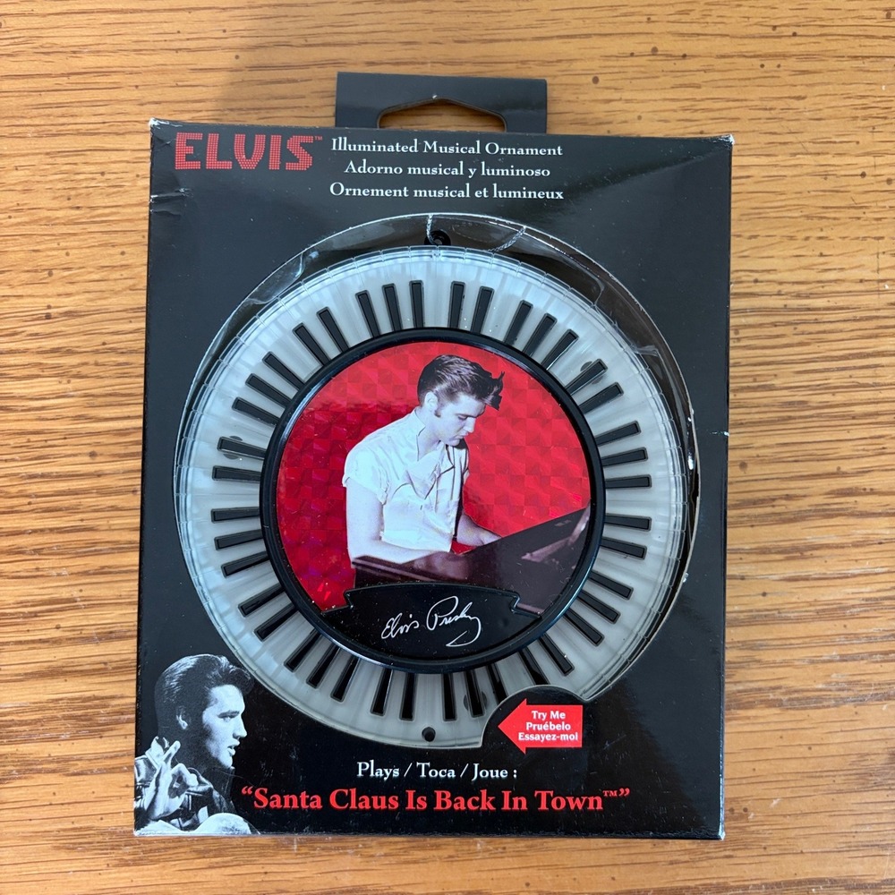 Elvis Presley Illuminated Musical Christmas Ornament Santa Claus is back in town